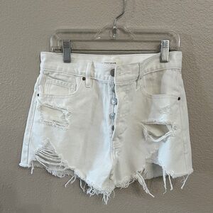 PacSun Cream Distressed Jean Shorts